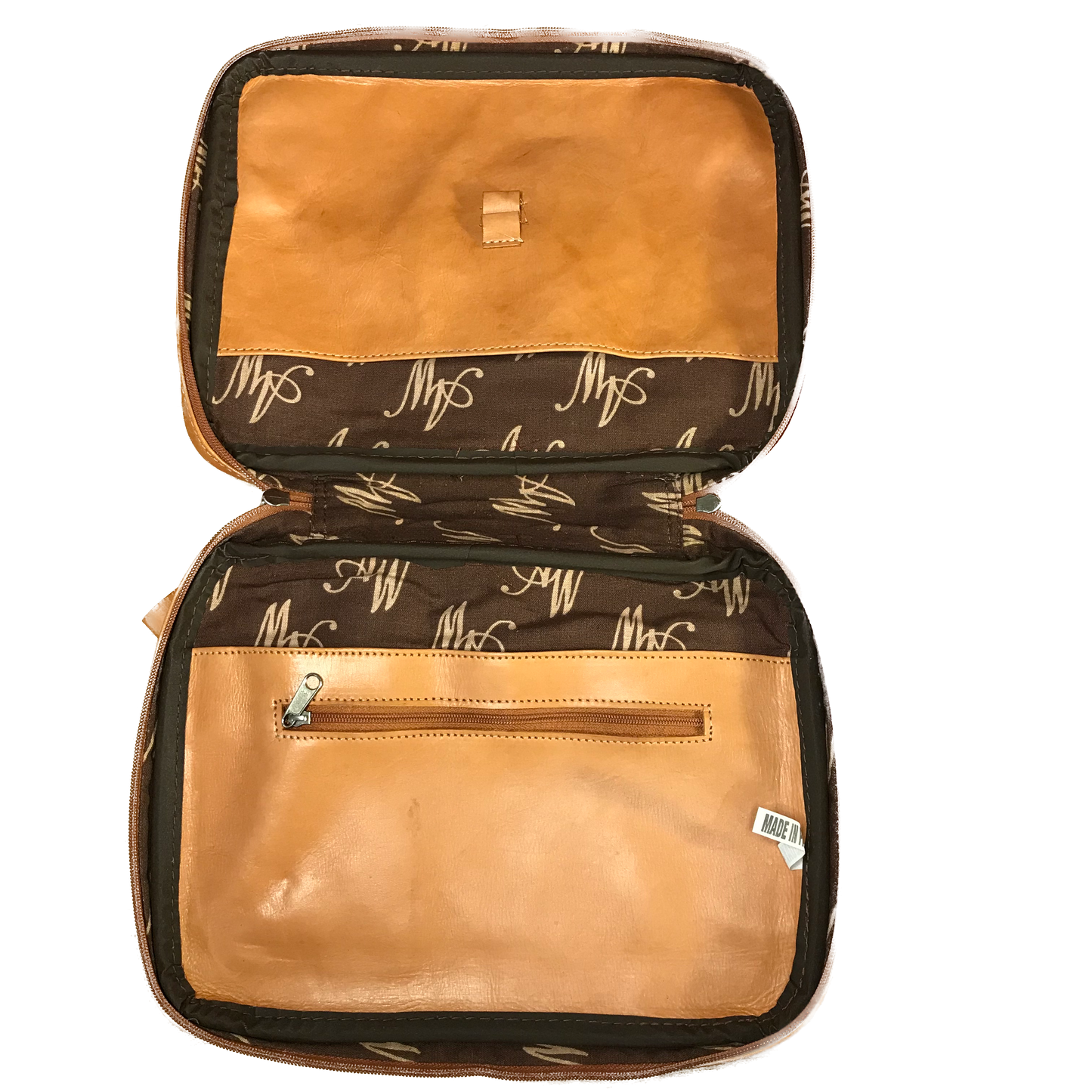 Light Tan Leather Bible Case with Cross and Turquoise Spots