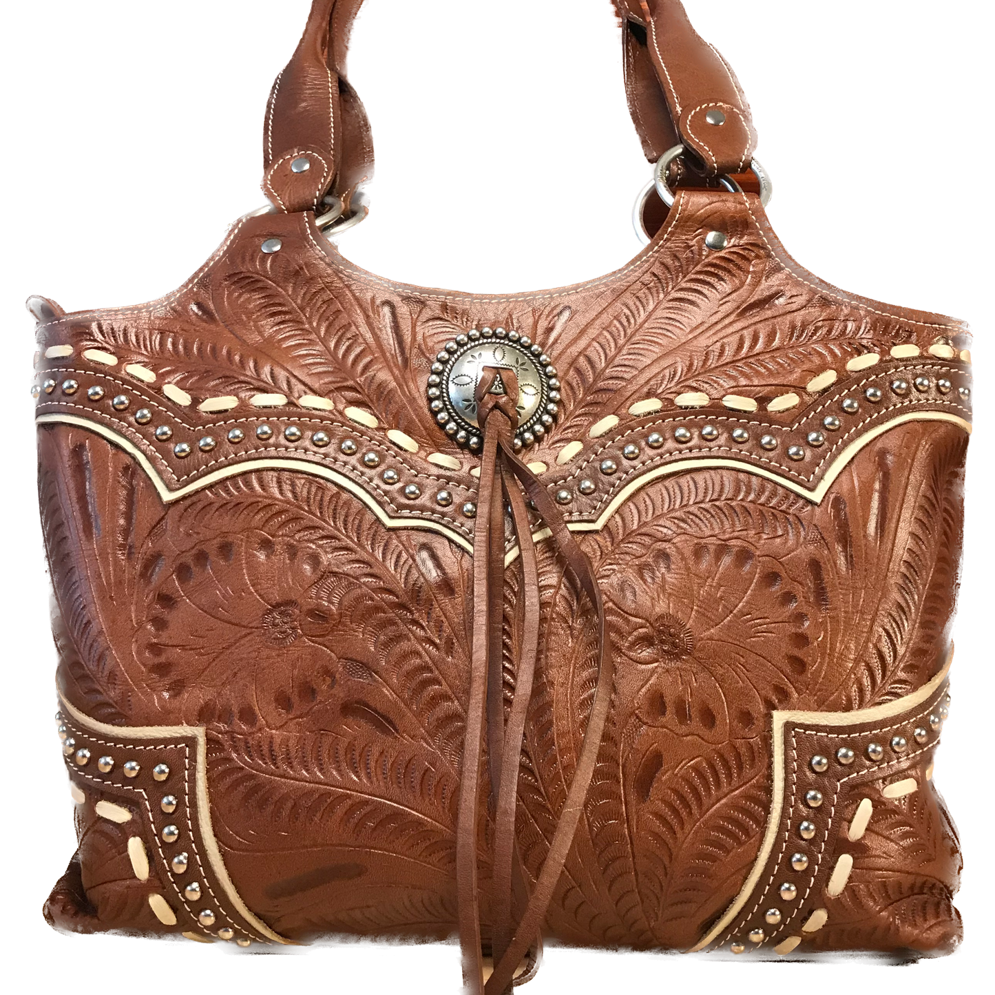 Girly Curves Antique Tan Leather Zip-Top Fashion Tote - American Leatherworks