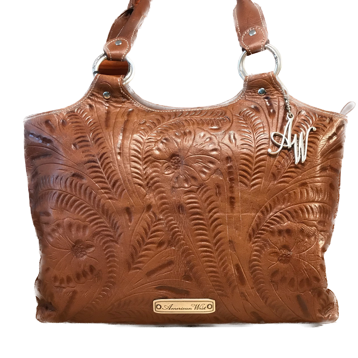Girly Curves Antique Tan Leather Zip-Top Fashion Tote - American Leatherworks