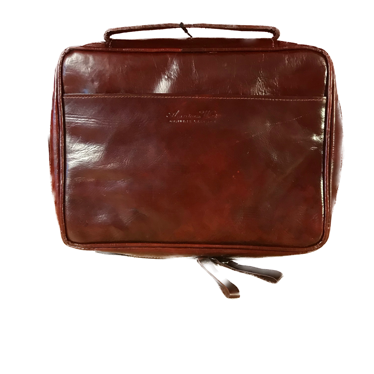 Mahogany Leather Zip Around Bible Cover with Cross and Cell Pouch