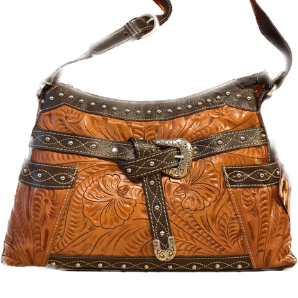 Tan Leather Zip-Top Shoulder Bag - American Leatherworks