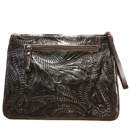 Dark Chocolate Leather Tablet Computer Case with Silver Concho - American Leatherworks