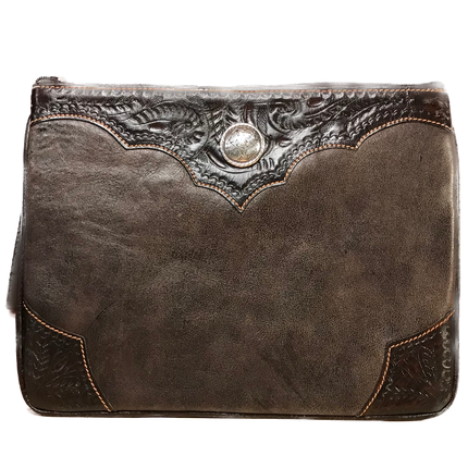 Dark Chocolate Leather Tablet Computer Case with Silver Concho - American Leatherworks