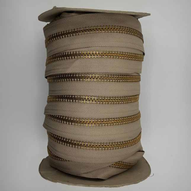 Light Beige Brass Zipper Tape – By the Yard