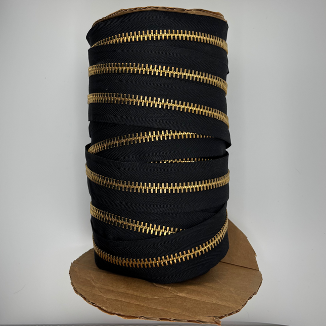 Black Brass Zipper Tape – By the Yard