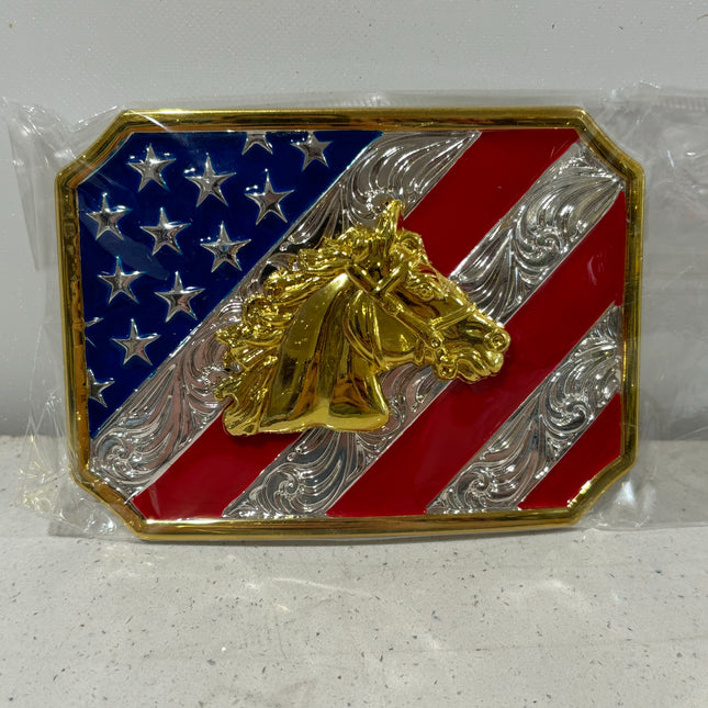 American Flag Pony Belt Buckle