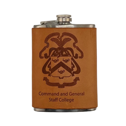 Leather Wrapped Flask Command and General Staff College - American Leatherworks
