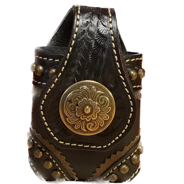 Elegant Black & Gold Leather Accessory Pouch - American Leatherworks