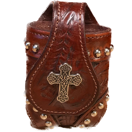 Mahogany Leather Multi-Purpose Pouch with Silver Accents - American Leatherworks