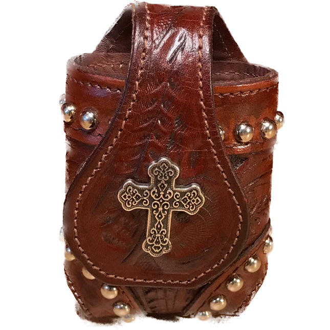 Mahogany Leather Multi-Purpose Pouch with Silver Accents - American Leatherworks