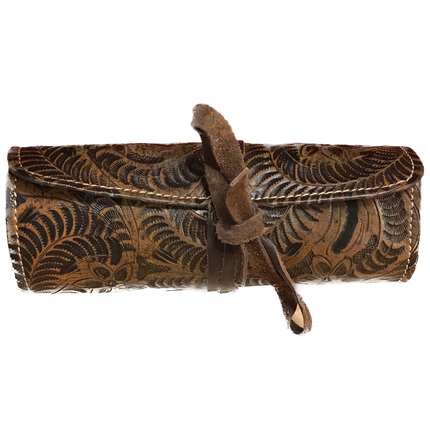 Brown Leather Jewelry Roll - American Leatherworks