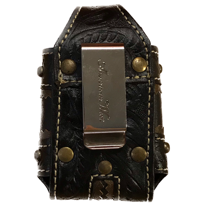 Elegant Black & Gold Leather Accessory Pouch