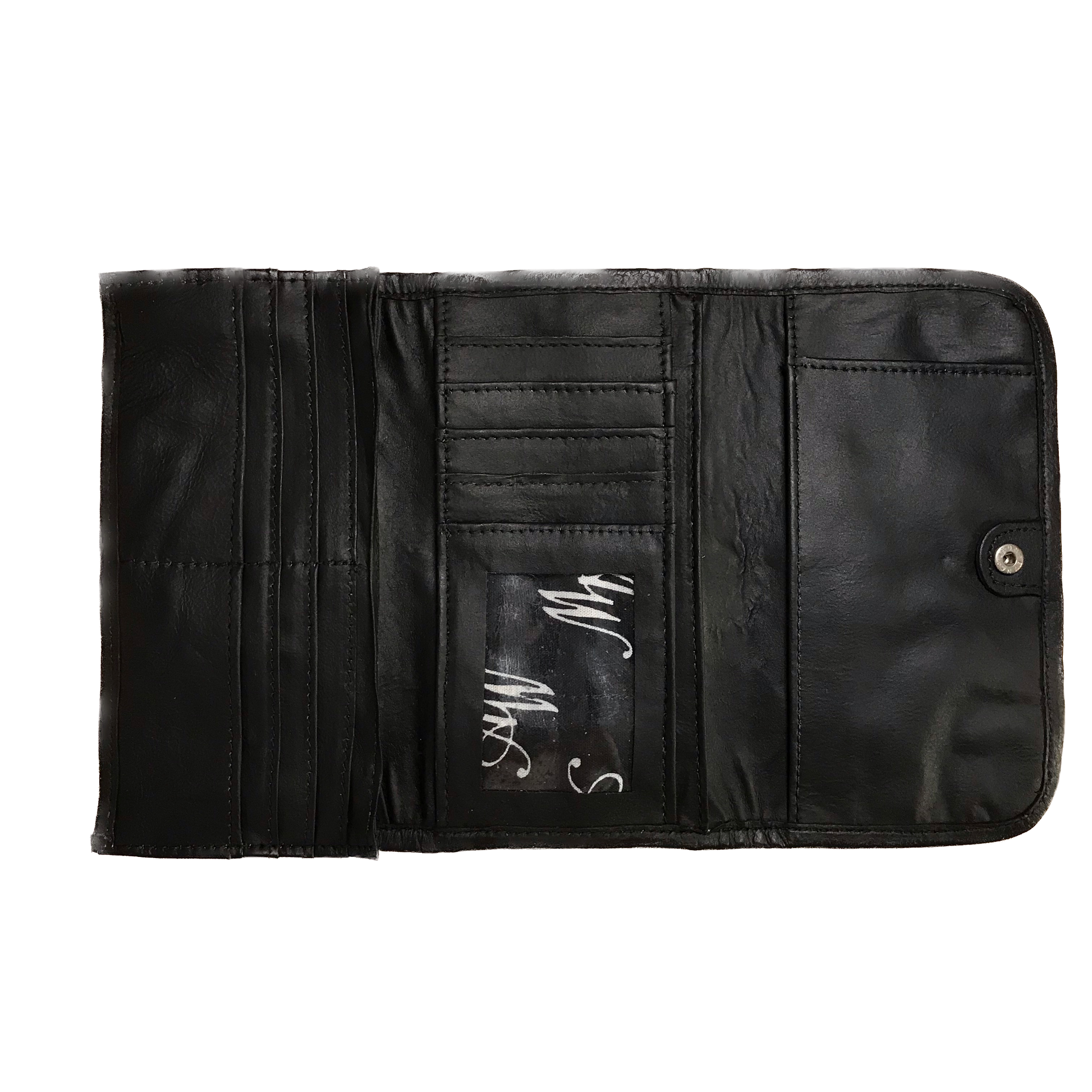 Zebra Print Leather Ladies' Trifold Wallet with Crystals - American Leatherworks