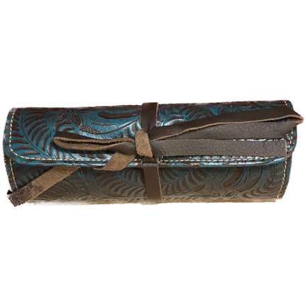 Turquoise Leather Jewelry Roll - American Leatherworks