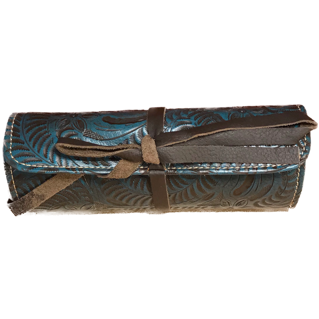 Turquoise Leather Jewelry Roll - American Leatherworks