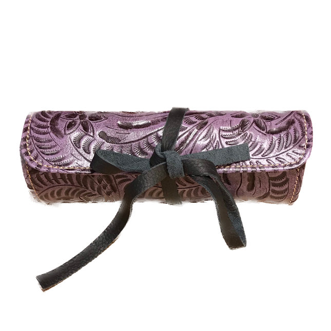 Amethyst (Purple) Leather Jewelry Roll - American Leatherworks