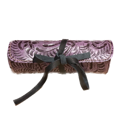 Amethyst (Purple) Leather Jewelry Roll