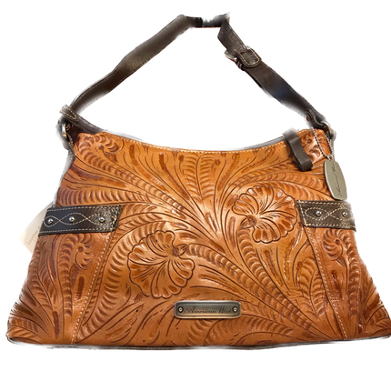 Tan Leather Zip-Top Shoulder Bag - American Leatherworks