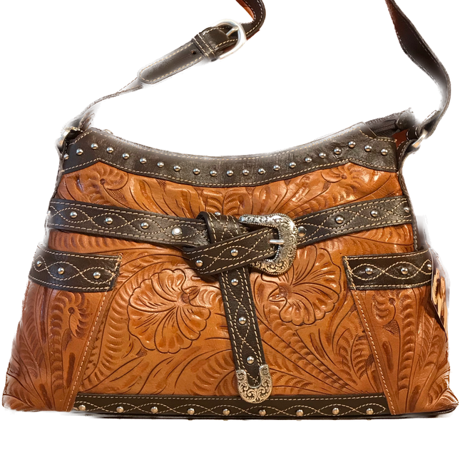 Tan Leather Zip-Top Shoulder Bag - American Leatherworks