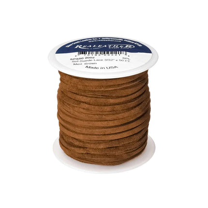Lace, Suede, Medium Brown, 3/32" x 50ft