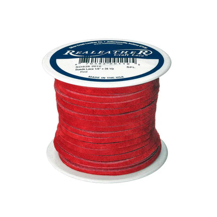 Lace, Suede, Red, 1/8"x25yds