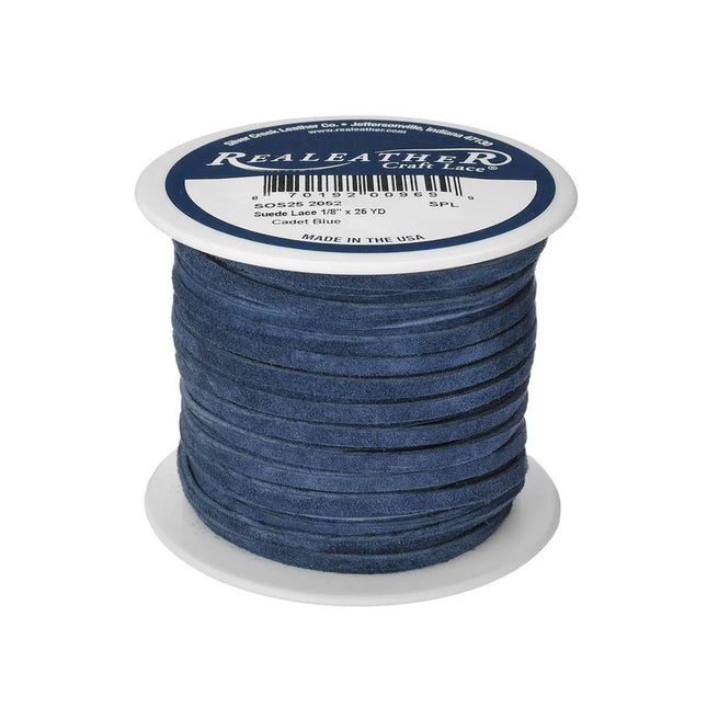 Lace, Suede, Cadet Blue, 1/8" x25yd