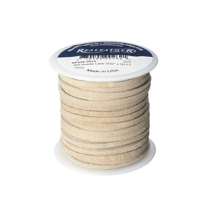 Lace, Suede, Ivory, 3/32" x 50ft