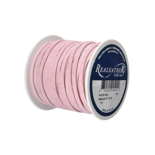 Lace, Suede, Pink, 1/8"x25yds