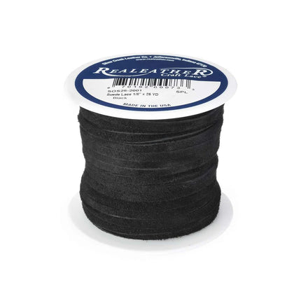 Lace, Suede, Black, 1/8"x25yds