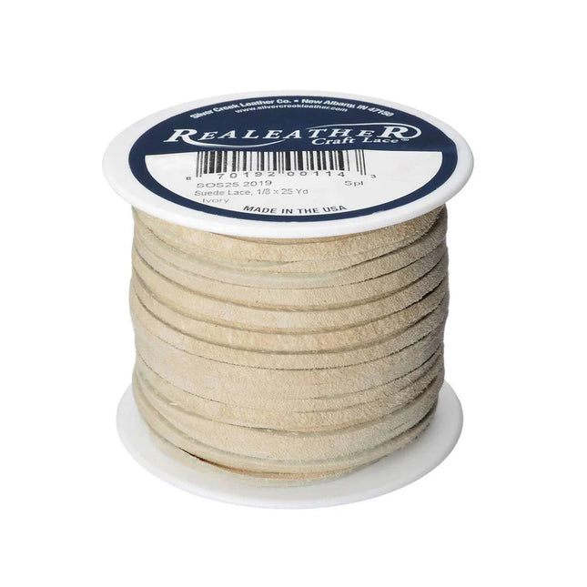 Lace, Suede, Ivory, 1/8" x 25yd