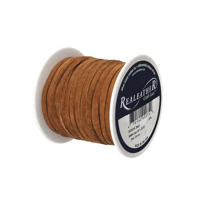 Lace, Suede, MedBrn, 1/8"x25yds