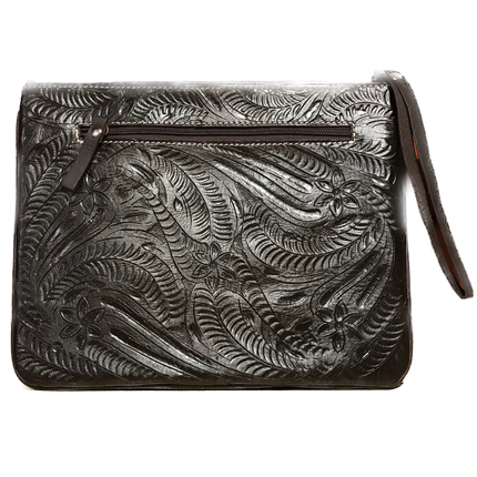 Spotted Pony Print Hair-on Leather Tablet Computer Case with Filigree Accents - American Leatherworks