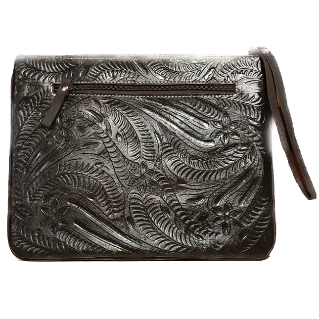 Spotted Pony Print Hair-on Leather Tablet Computer Case with Filigree Accents - American Leatherworks