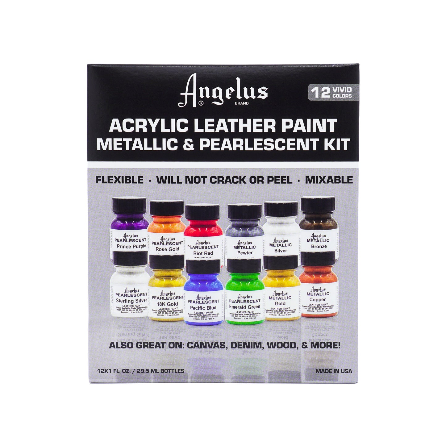 Angelus Metallic and Pearlescent Kit Box - 12 Colors